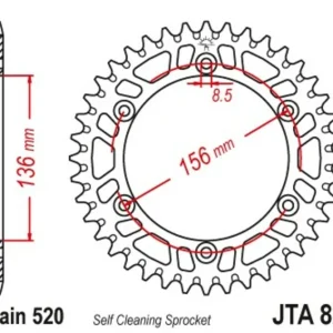 Corona JT Aluminio negro JT 822 con 49 dientes