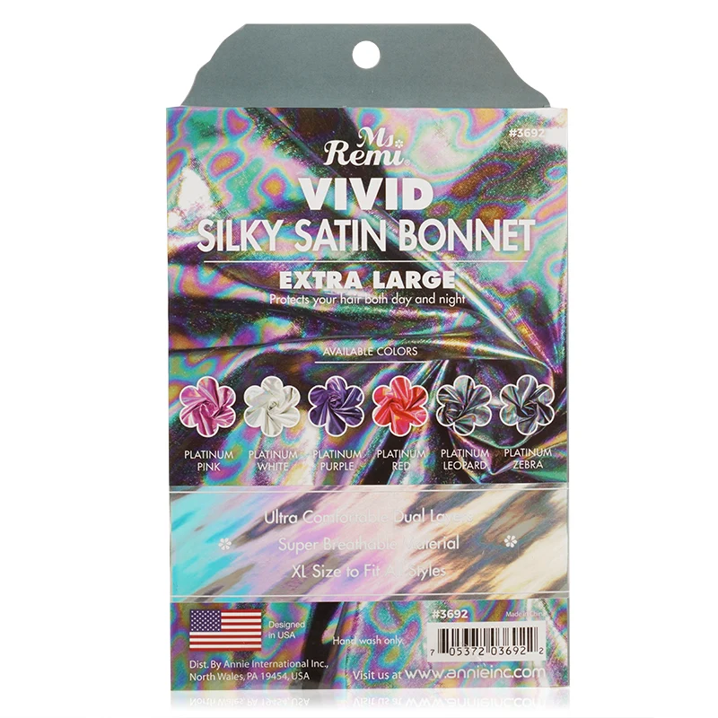 Ms. Remi Silky Satijn Vivid Bonnet XL, 1 Piece Sleep Cap, Platinum Leopard