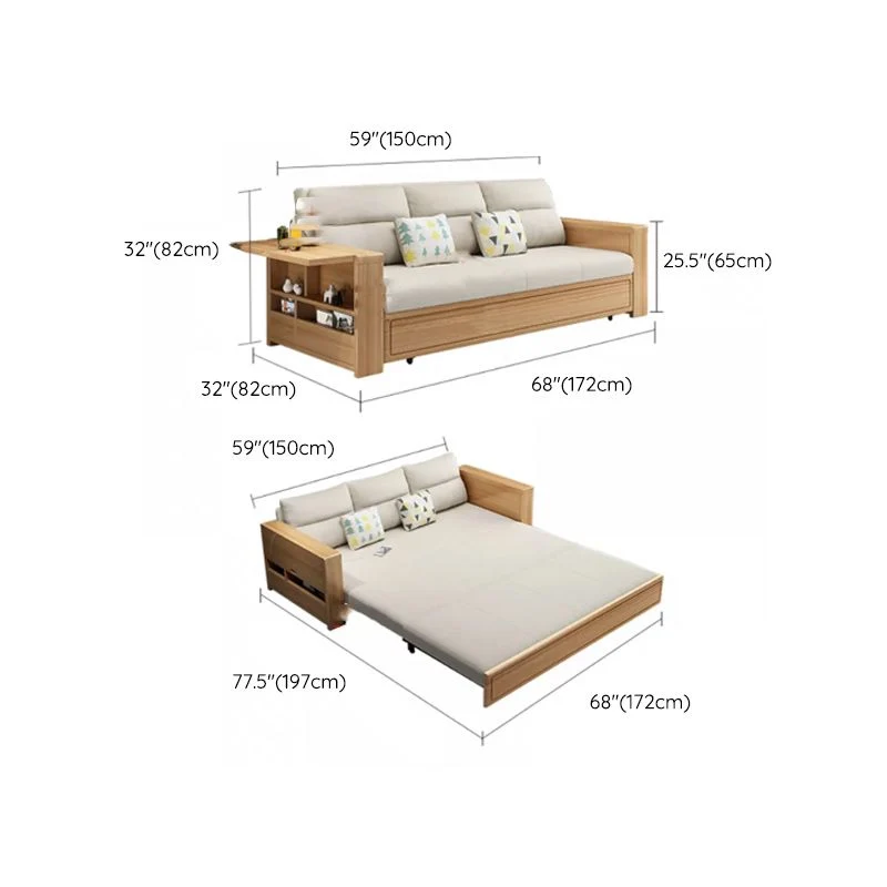 32" Sprei Scandinavian Sofa Bed Pillow Included Wood Sleeper Sofa 48l