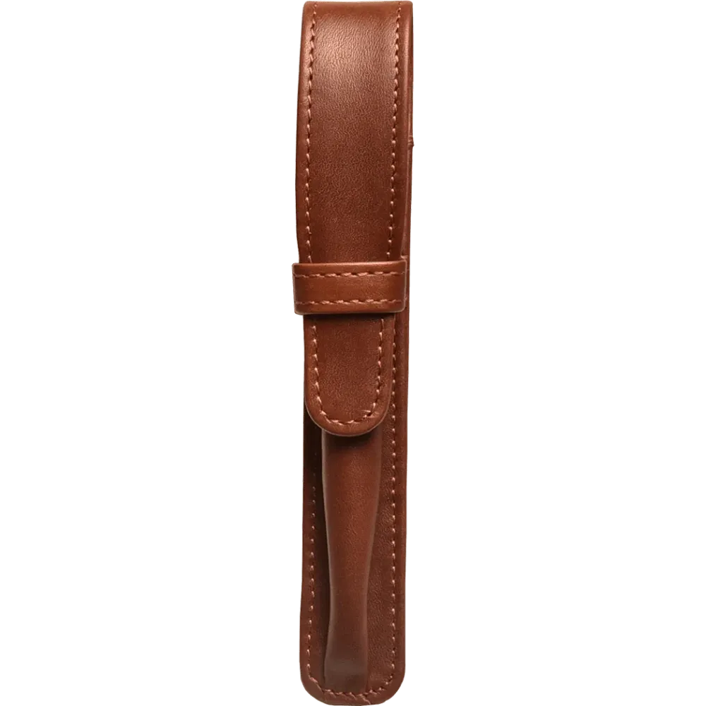 Aston Leather Cognac Finger Style Single Pen Case