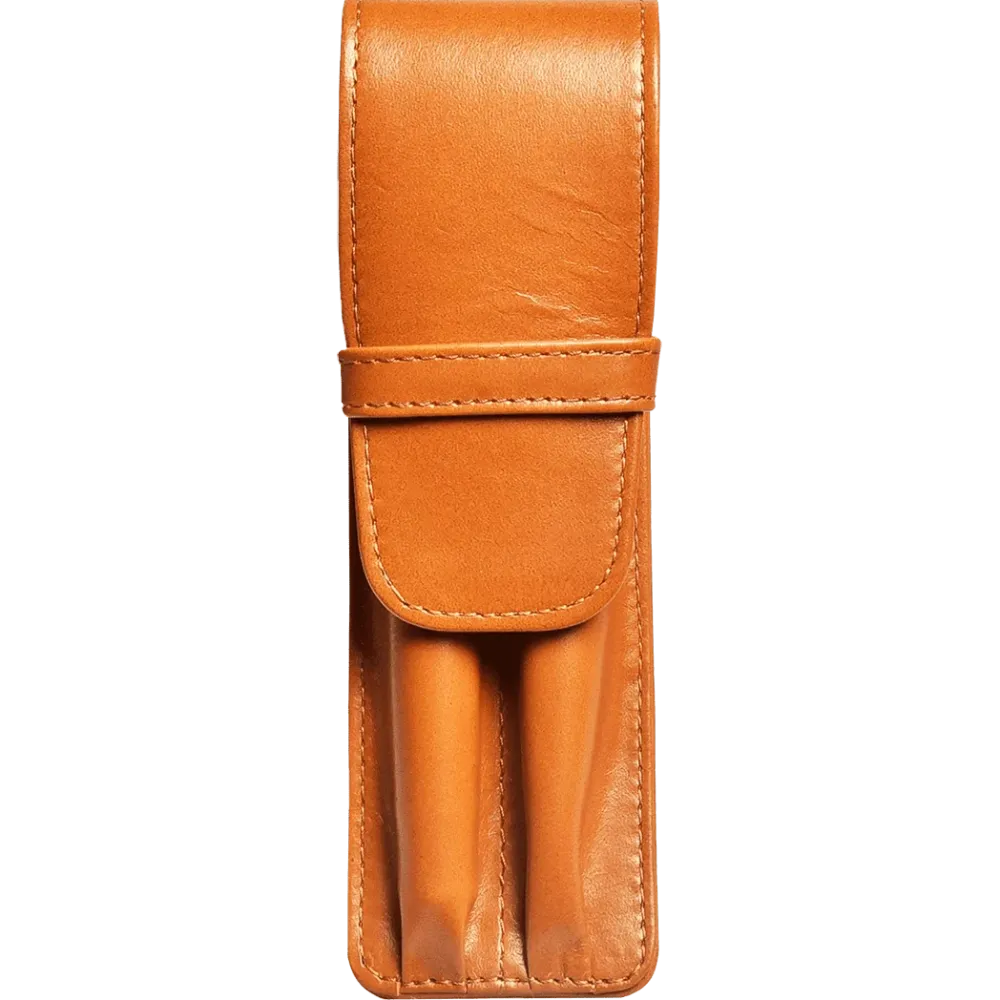 Aston Leather Tan Finger Style Double Pen Case