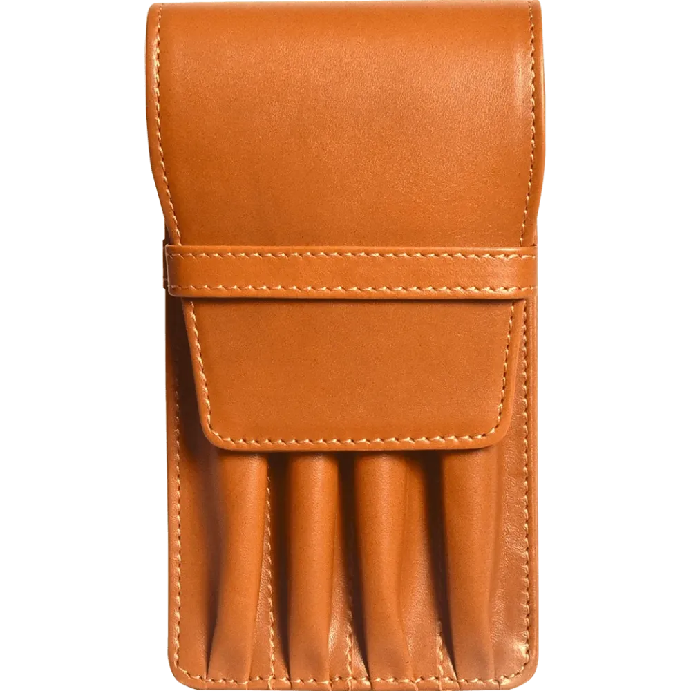 Aston Leather Tan Finger Style Quad Pen Case