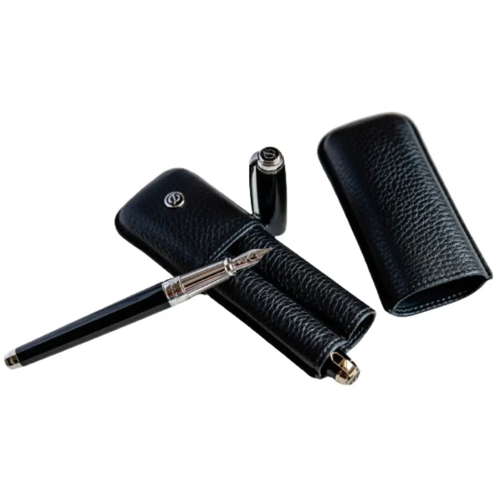 S T Dupont Stijf Two Pen Case - Noir (Black)
