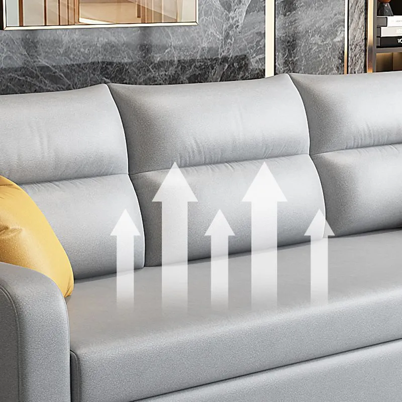 Modern Faux Lederen Sleeper Upholstered Square Arms Sofa Bed Gray 47l