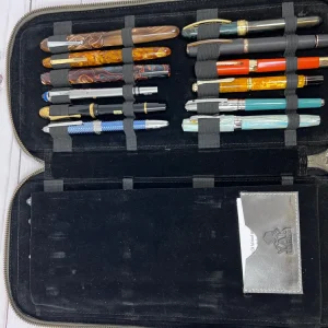 Pen Boutique Yak Leren 24 Pen Zipped - Crazy Horse - Grey/Tan