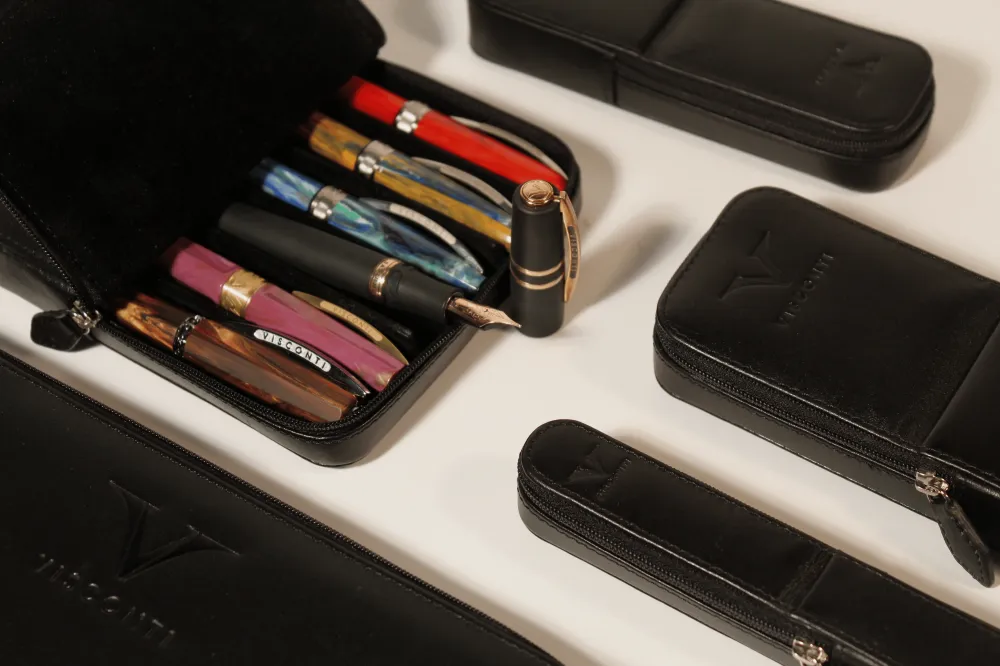 Visconti Classic Leer Two Pen Case - Black