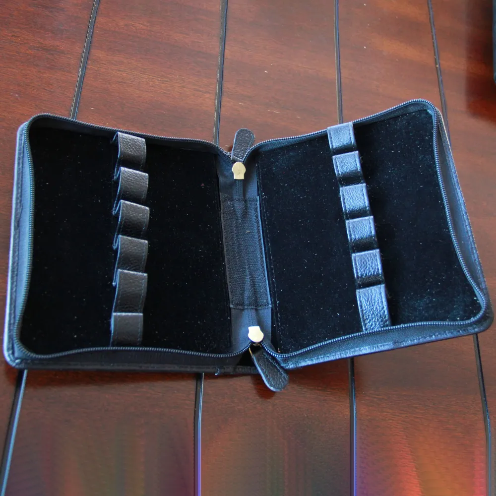 Yak Leather Premium Leather 12 Pen Case - Black