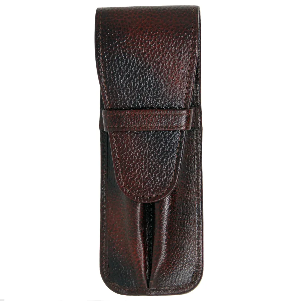 Yak Leather Premium Leer Two Pen Pouch Flap - Brown