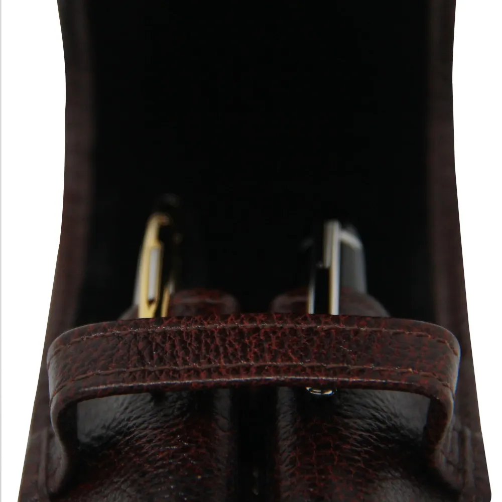 Yak Leather Premium Leer Two Pen Pouch Flap - Brown