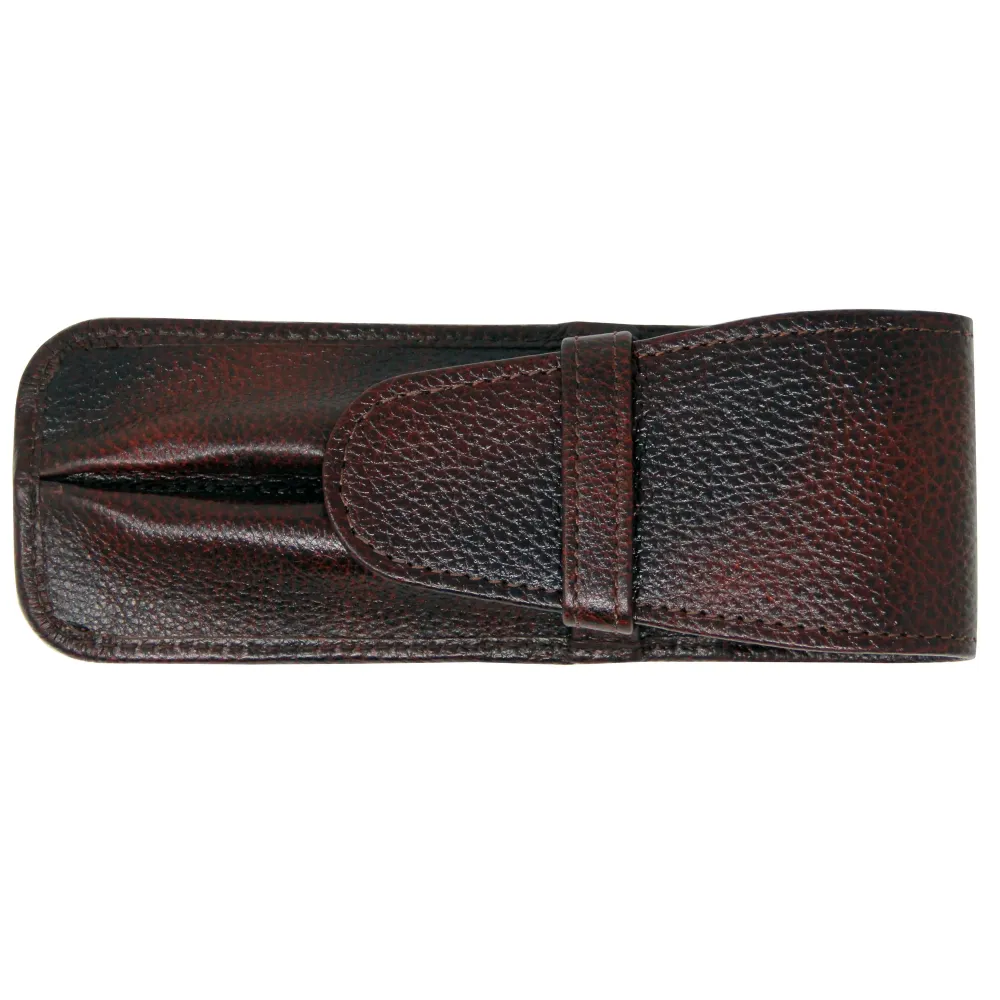 Yak Leather Premium Leer Two Pen Pouch Flap - Brown