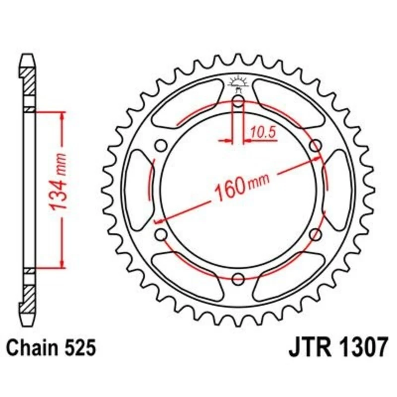 Corona JT 1307 de zink negro con 41 dientes