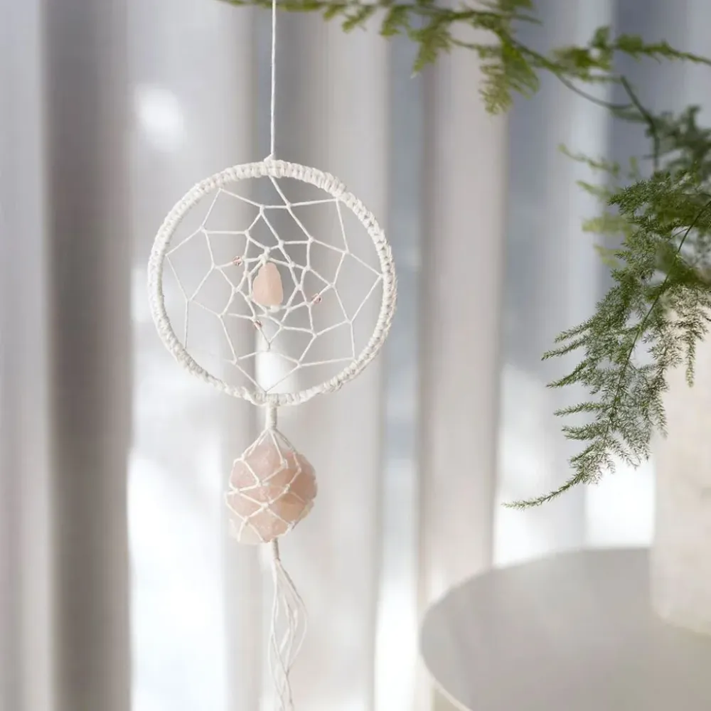 Kit de macramé DIY - Apanhadores de sonhos com cristais de quartzo ros