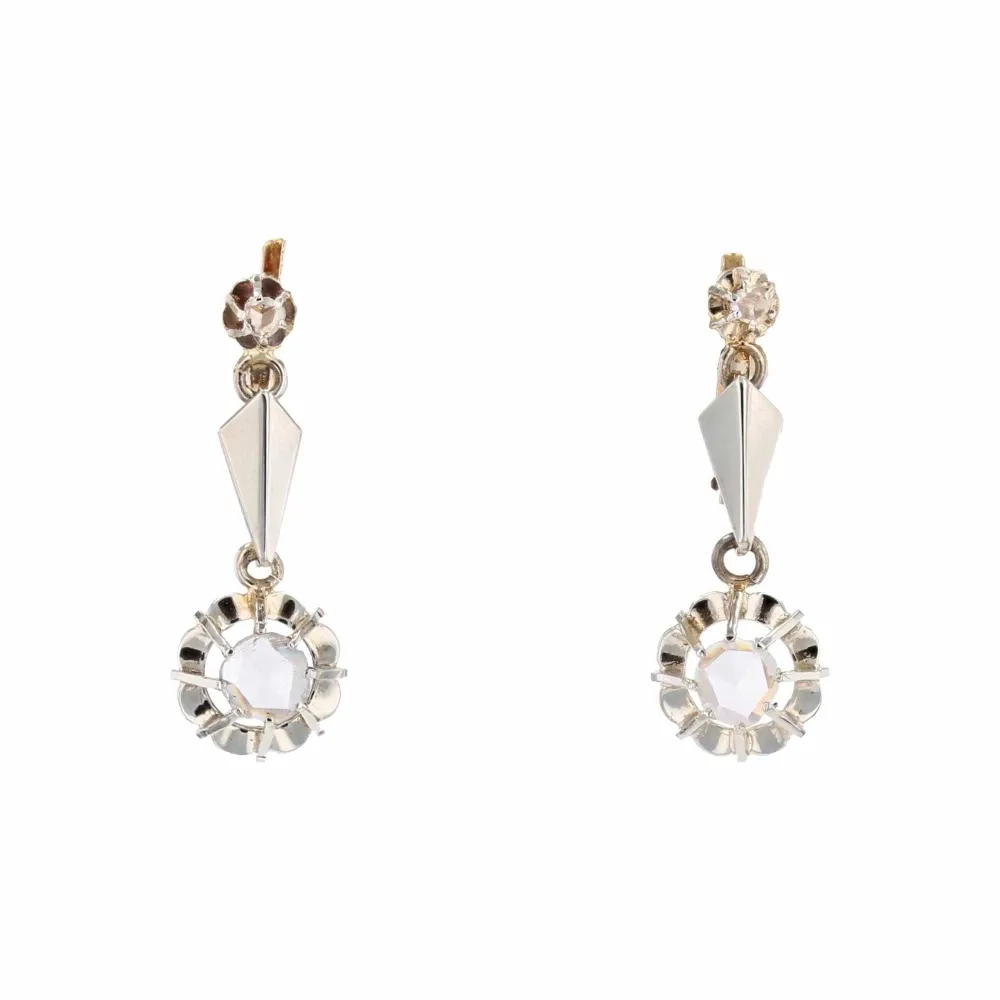 Sleepers earrings antique rose-cut diamonds