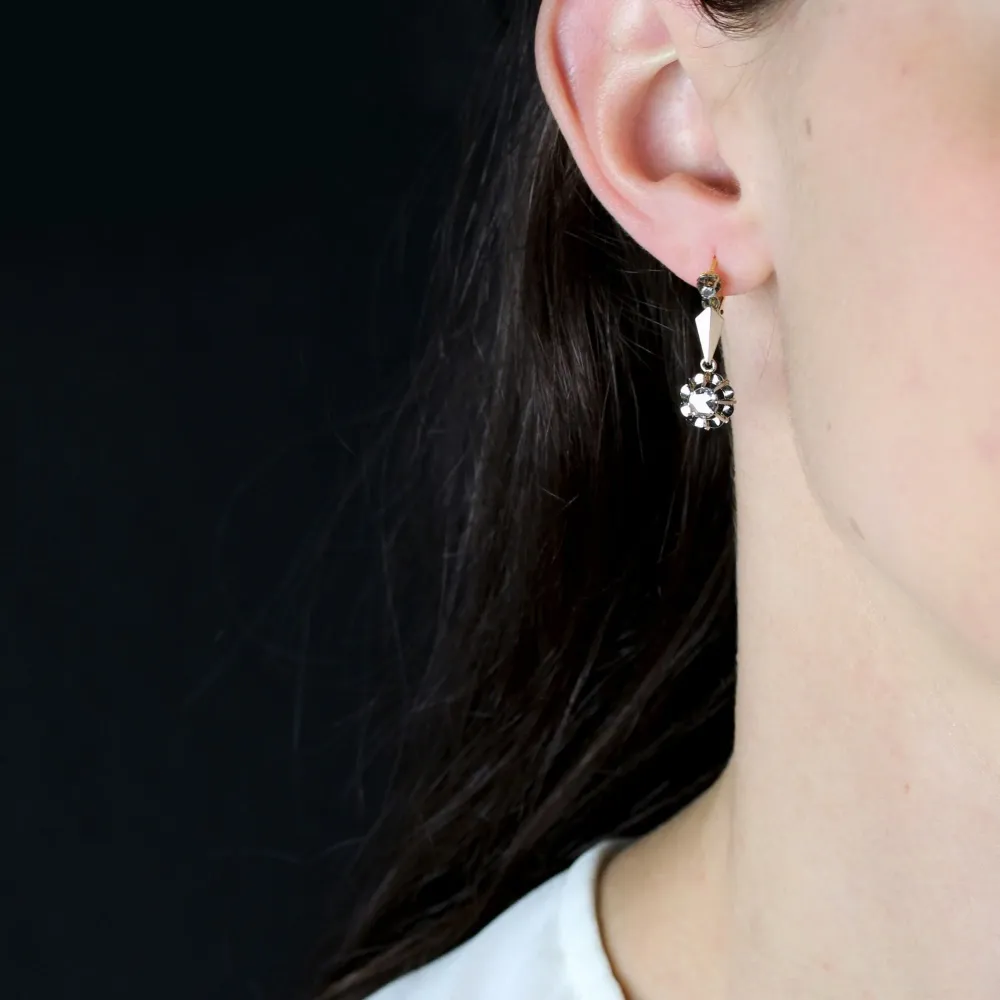 Sleepers earrings antique rose-cut diamonds