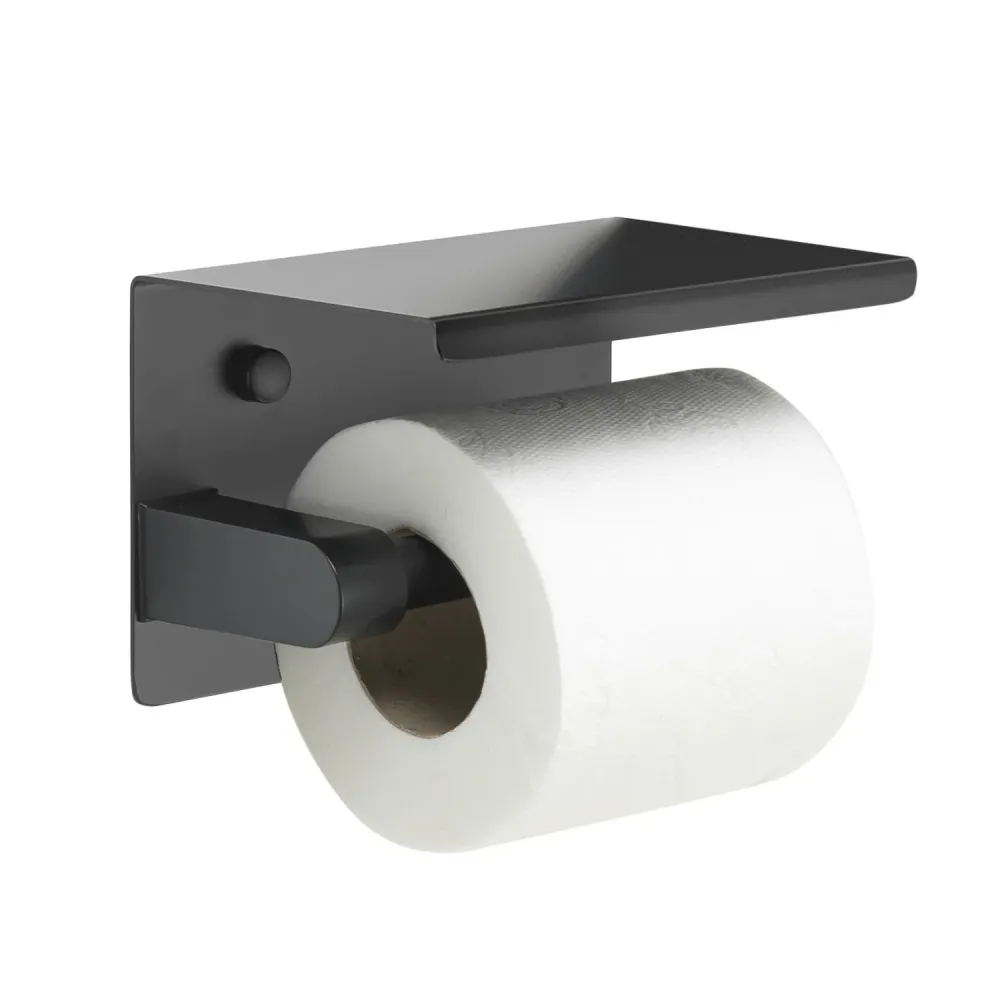 Suspended roll holder shelf Gedy stainless steel - Matte Ebbenhout