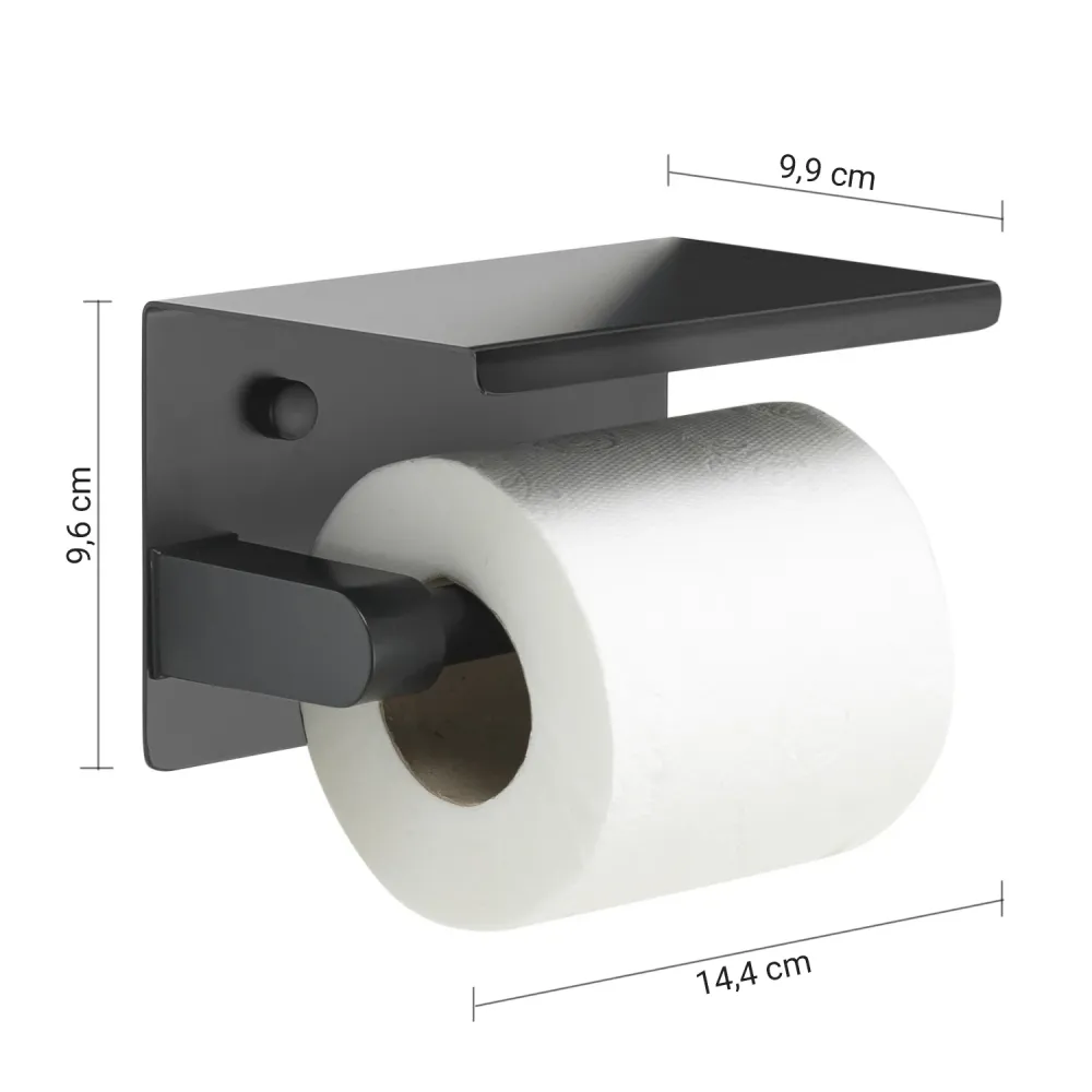 Suspended roll holder shelf Gedy stainless steel - Matte Ebbenhout