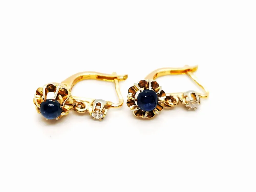 Dormeuses Earrings Citroengeel Gold Sapphire