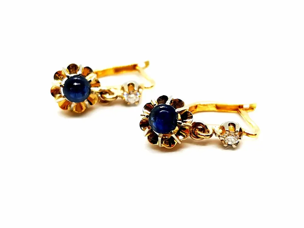 Dormeuses Earrings Citroengeel Gold Sapphire