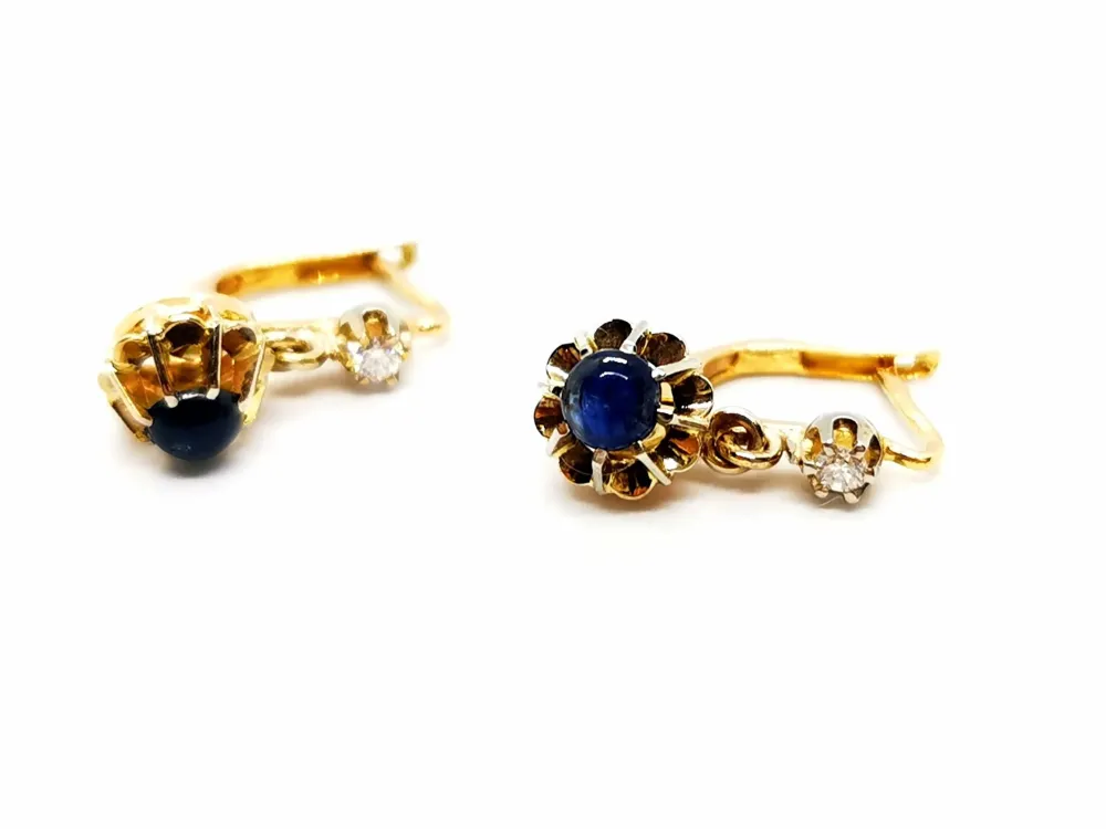 Dormeuses Earrings Citroengeel Gold Sapphire