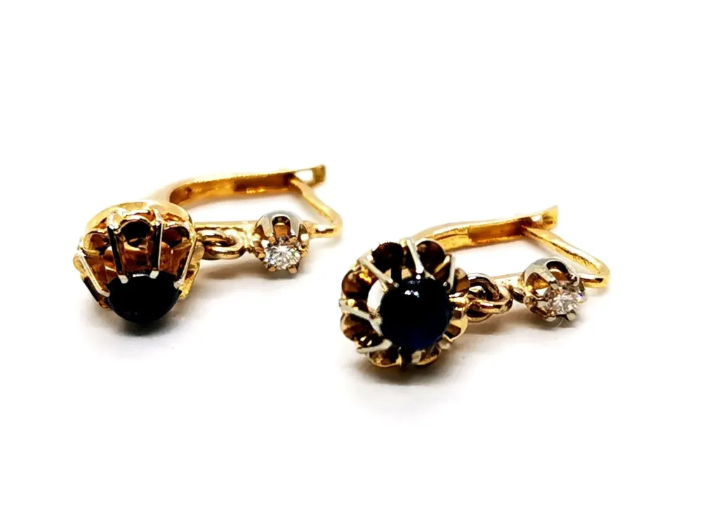 Dormeuses Earrings Citroengeel Gold Sapphire
