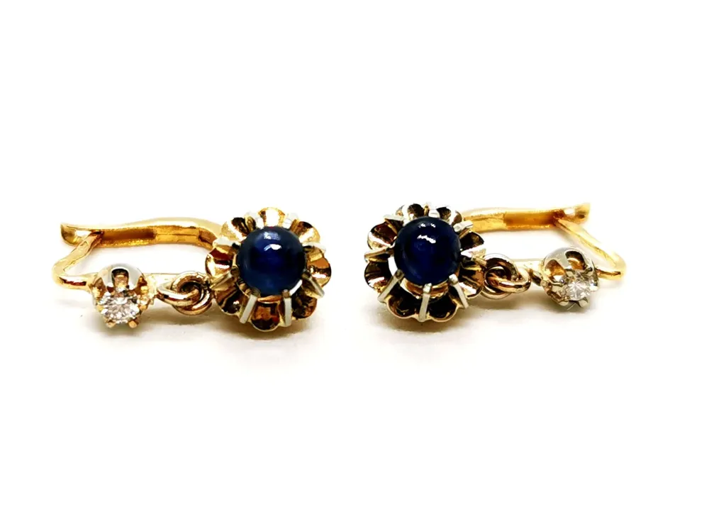 Dormeuses Earrings Citroengeel Gold Sapphire