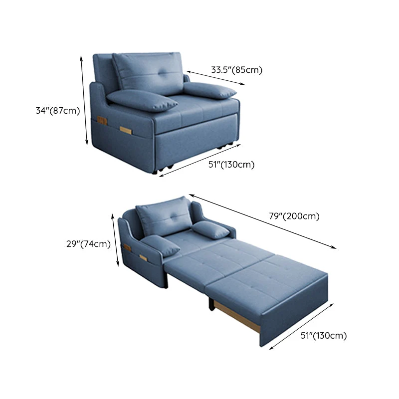 Onderbumper 33" Wide Scandinavian Sleeper Sofa Futon Blauw Storage Sleeper Sofa 35l