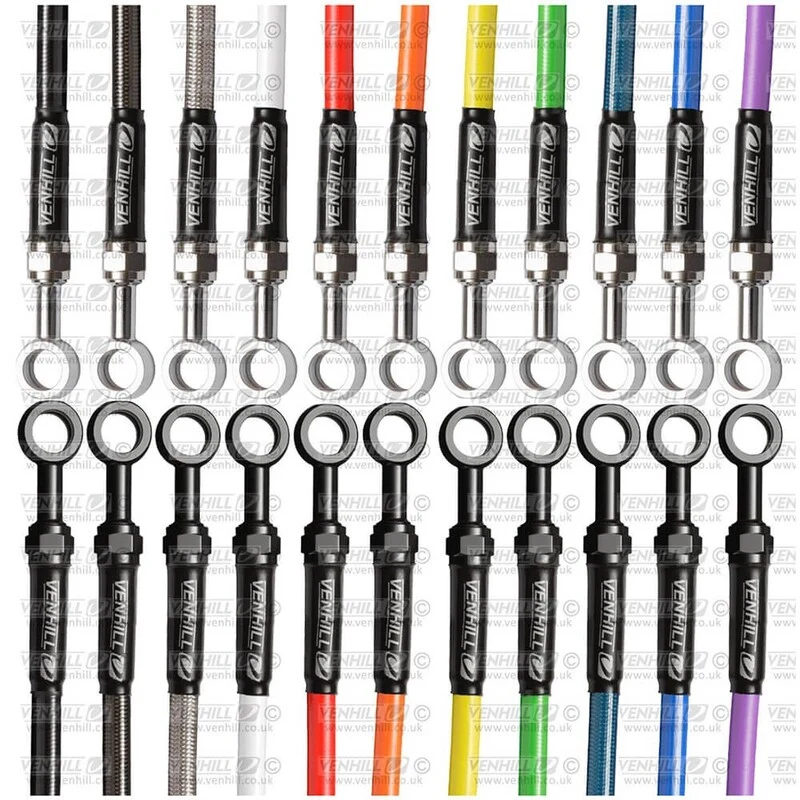 Kit de latiguillos delanteros Race Venhill Rojo/Cromo APR10004F3 met universele bevestiging
