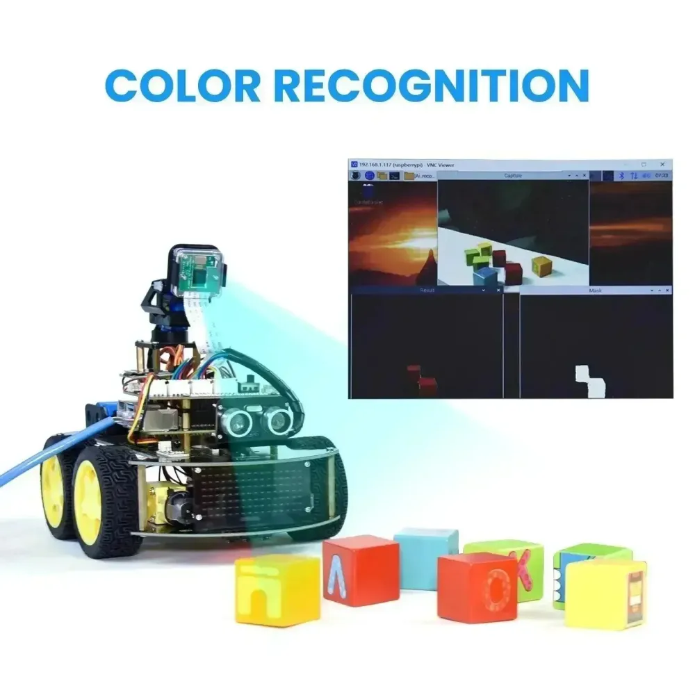 Veerpootlager Raspberry Pi Connected Car Robot Kit+5 Megapixels Camera Module