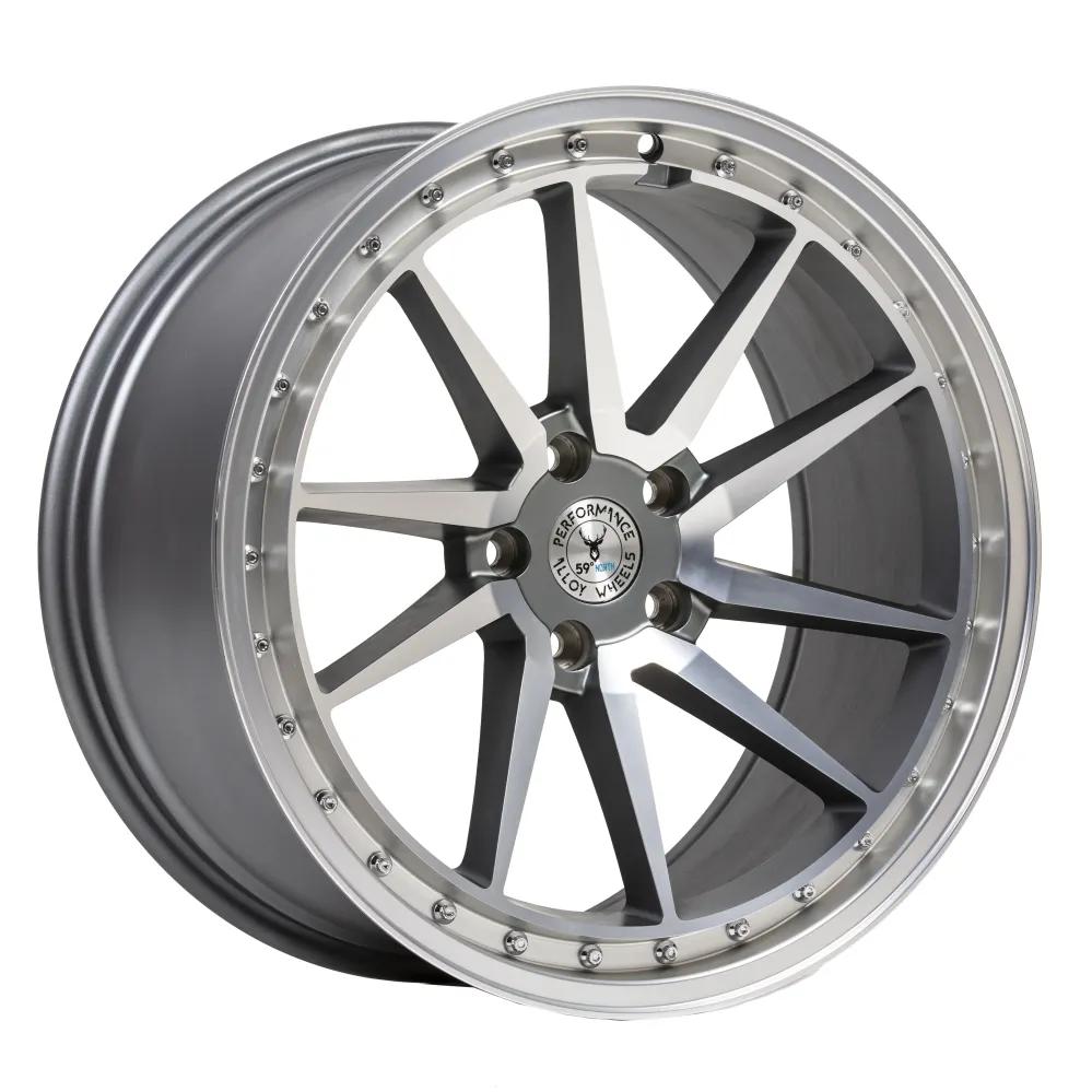 59°North S-001 19x9.5" 5x112 ET40, Machined Platinagrijs