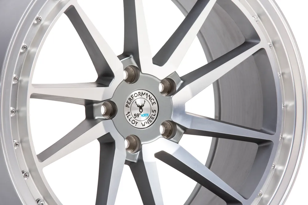 59°North S-001 19x9.5" 5x112 ET40, Machined Platinagrijs
