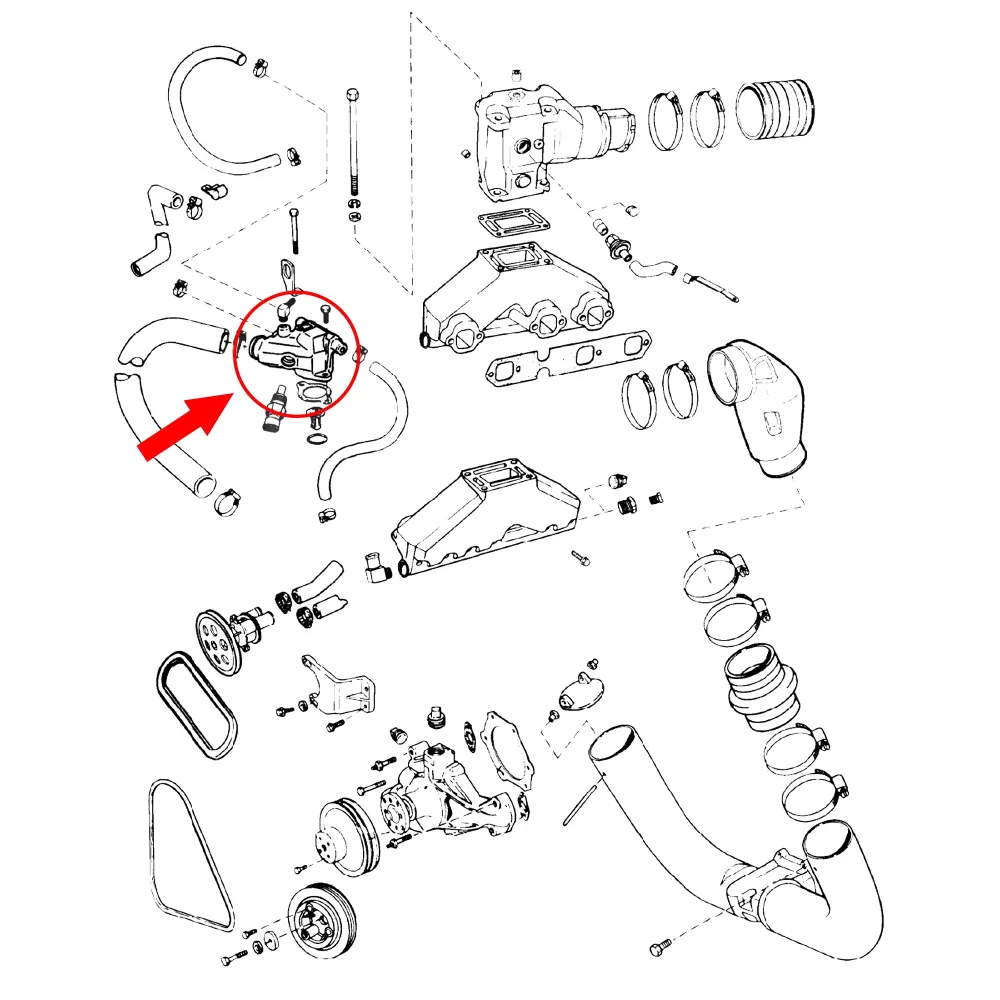Elektronische Thermostat Housing Volvo Penta OMC V6 V8 Engines - 3589553, 3861676