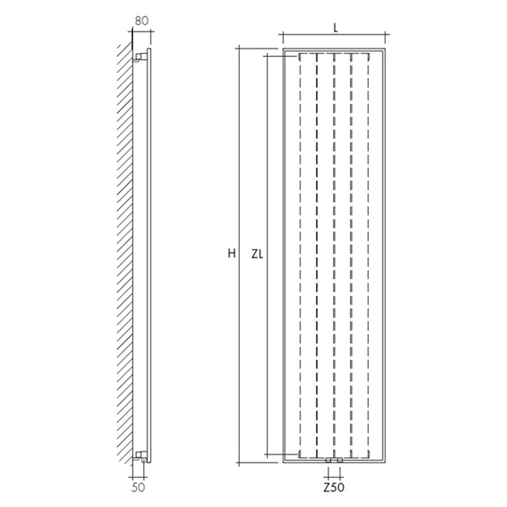 Hydraulic towel warmer 200x51 cm center distance 50 mm Model 'Fury' Termocrea