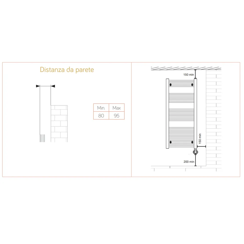 White electric towel warmer 800x500 Lazzarini E-Bolzano 300 watt thermostat