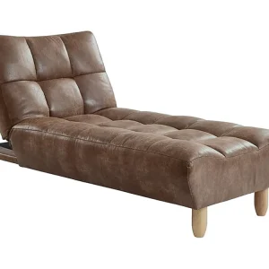 Chaise longue Klik-Klak van microvezel ESTEBAN - chocolade retro