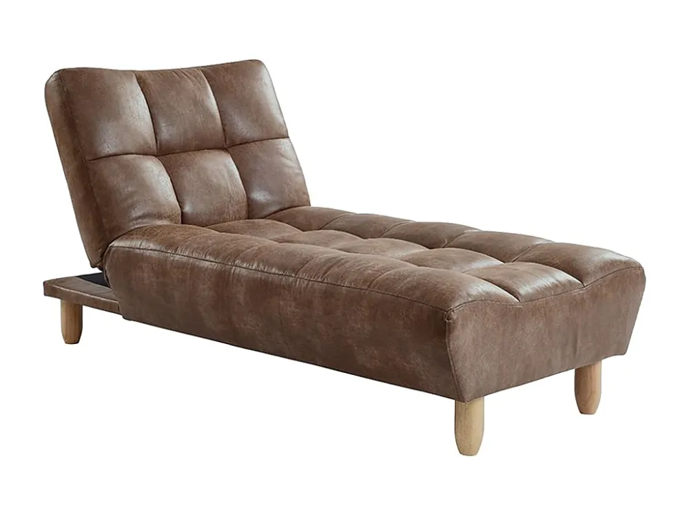 Chaise longue Klik-Klak van microvezel ESTEBAN - chocolade retro