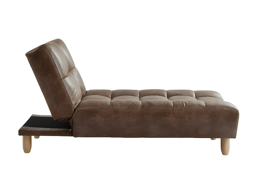 Chaise longue Klik-Klak van microvezel ESTEBAN - chocolade retro