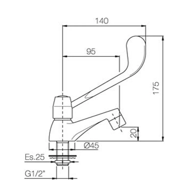 Clinical lever mixer tap gooseneck