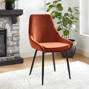 Set van 2 stoelen - Fluweel en zwart metaal - Terracotta - MASURIE - Koop nu online
