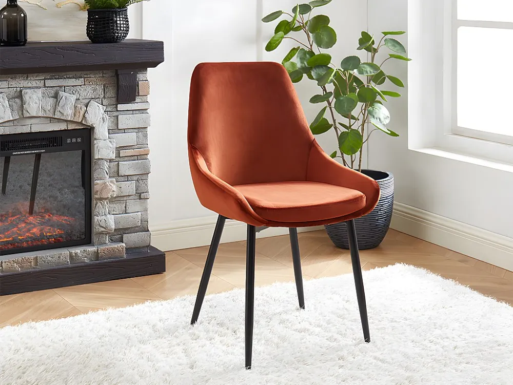 Set van 2 stoelen - Fluweel en zwart metaal - Terracotta - MASURIE - Koop nu online