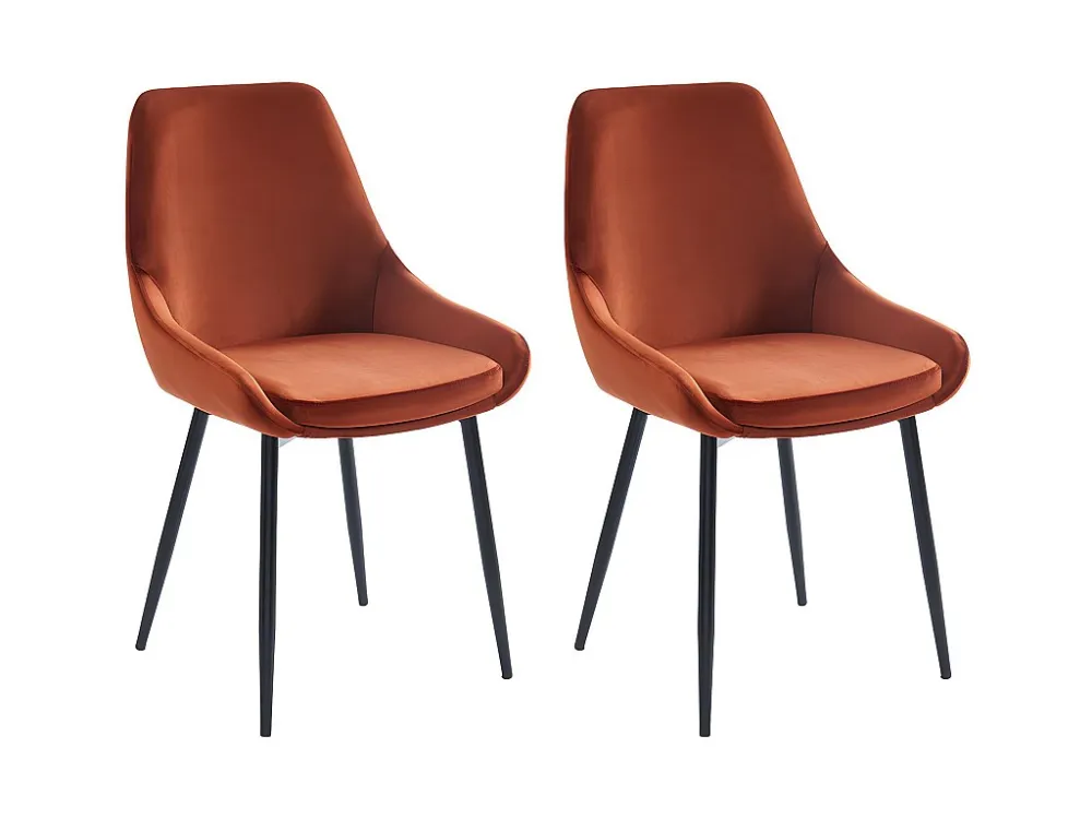 Set van 2 stoelen - Fluweel en zwart metaal - Terracotta - MASURIE - Koop nu online