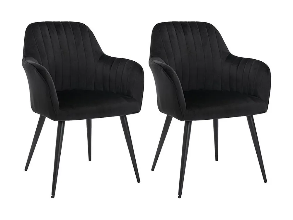 Set van 2 stoelen met fluweel en zwarte metalen leuningen - Zwart - ELEANA