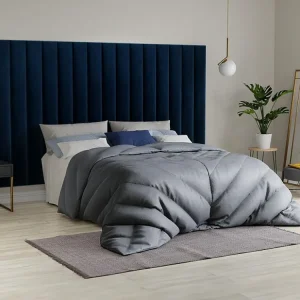 Wandpaneel voor hoofdeinde GONDA - 225 cm - Fluweel - Blauw - Koop nu basisch online