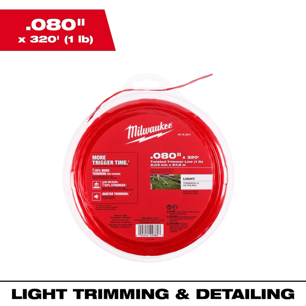 MILWAUKEE .080" X 320’ Twisted Trimmer Line