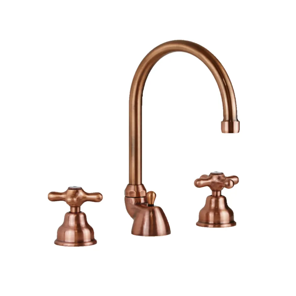 3-hole basin faucet zwenkbaar spout Paffoni Iris series - Copper finish