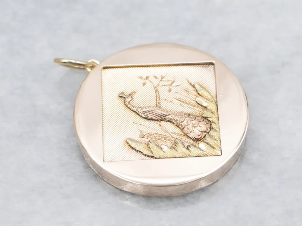 Antique Driekleurig Gold Peacock Pendant
