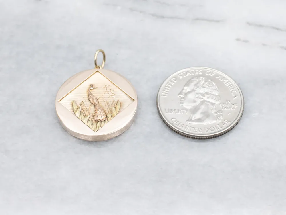 Antique Driekleurig Gold Peacock Pendant