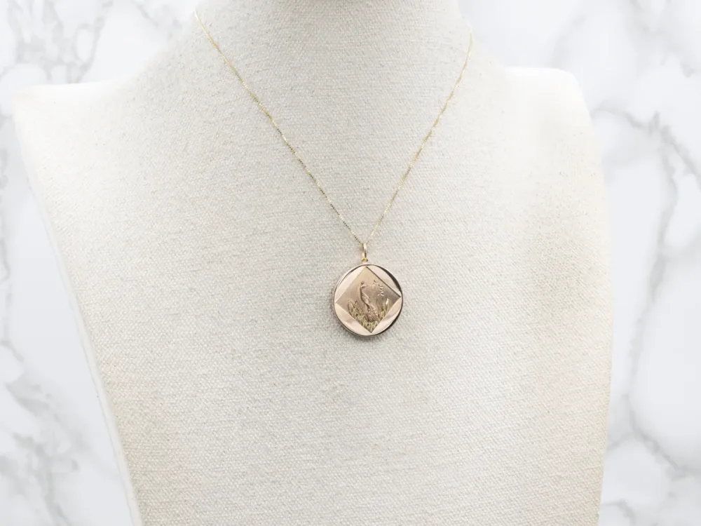 Antique Driekleurig Gold Peacock Pendant