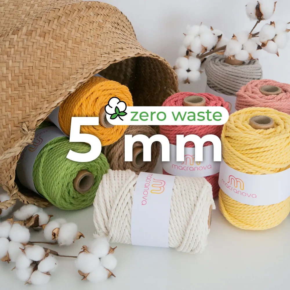 Dreifach verdrilltes Makramee-Seil 5mm - Eco-Baumwolle