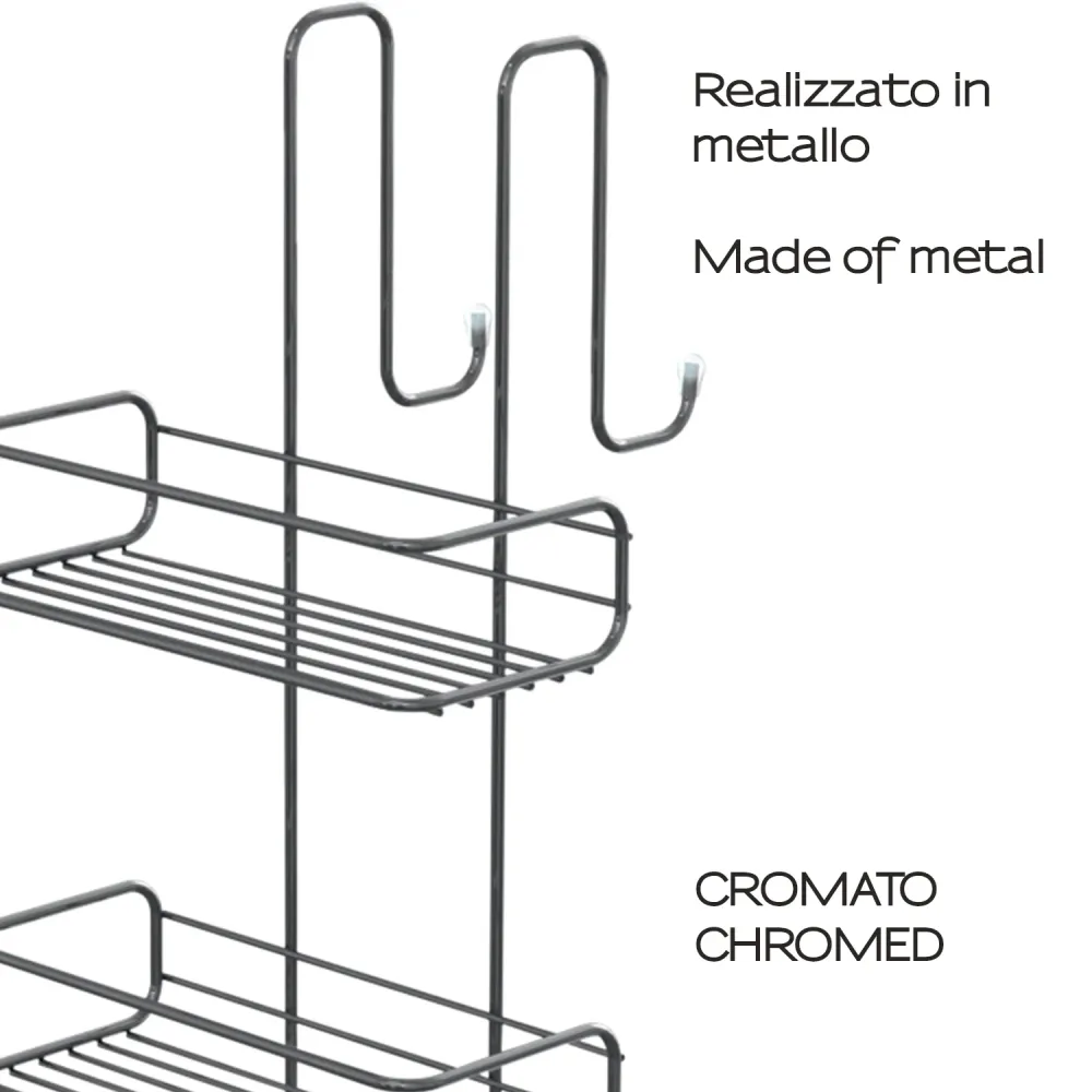 Gasdruk schokdemper Rectangular 3-tier shower storage rack Gedy Tito model - Verchroomd