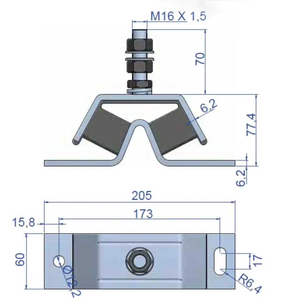 Gasdruk schokdemper Yanmar 3HM35 Engine Mount